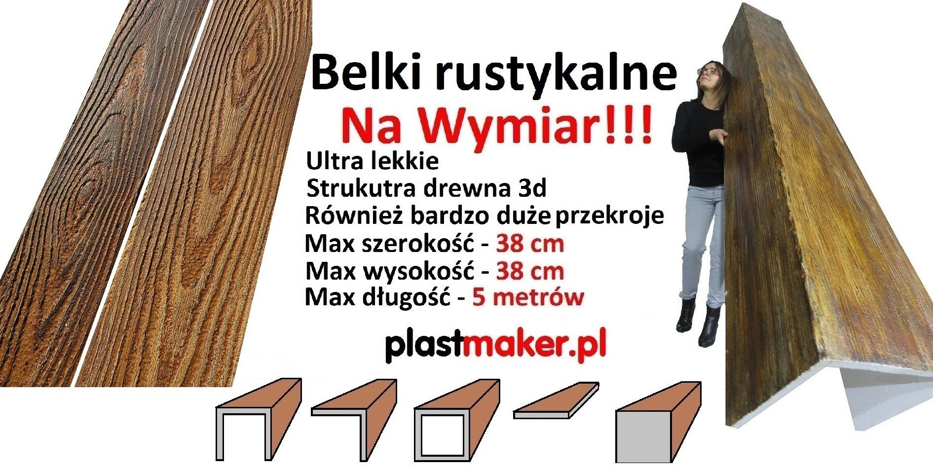 Belki rustykalne Na Wymiar PLASTMAKER- Belki na suficie Kalisz - Zdjęcie 1