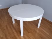 Biały okrągły stół IKEA BJURSTA 115cm rozkładany do 166cm dla 4-6 osób