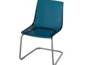 KRZESŁO IKEA TOBIAS niebieskie przezroczyste elastyczne chromowane nogi