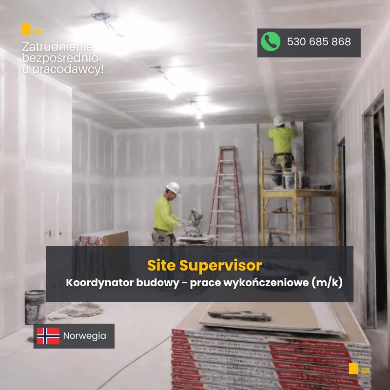 Koordynator Robót / Site Supervisor (m/k) – prace wykończeniowe  - Zdjęcie 1